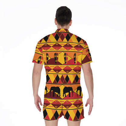 Sunset African Tribal Pattern Print Men's Rompers