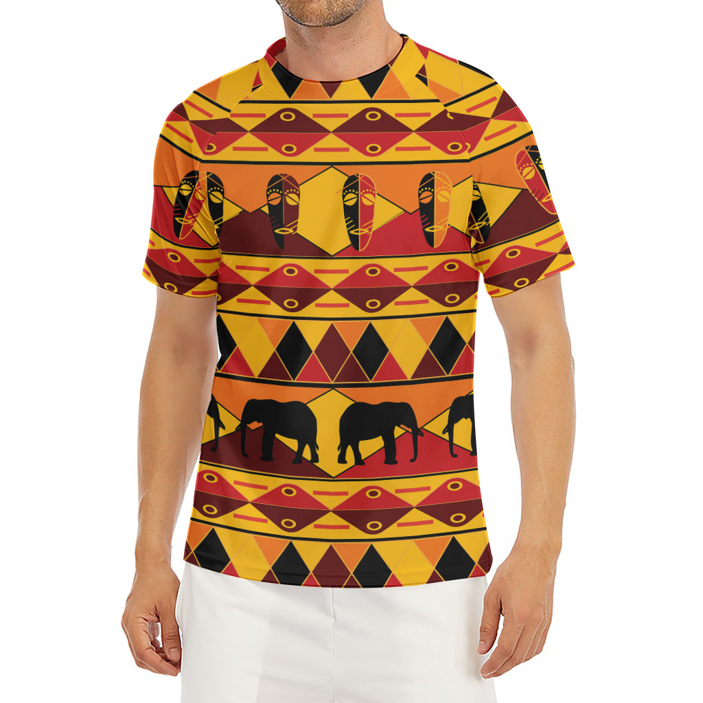 Sunset African Tribal Pattern Print Men's Short Sleeve Rash Guard