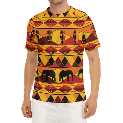 Sunset African Tribal Pattern Print Men's Short Sleeve Rash Guard