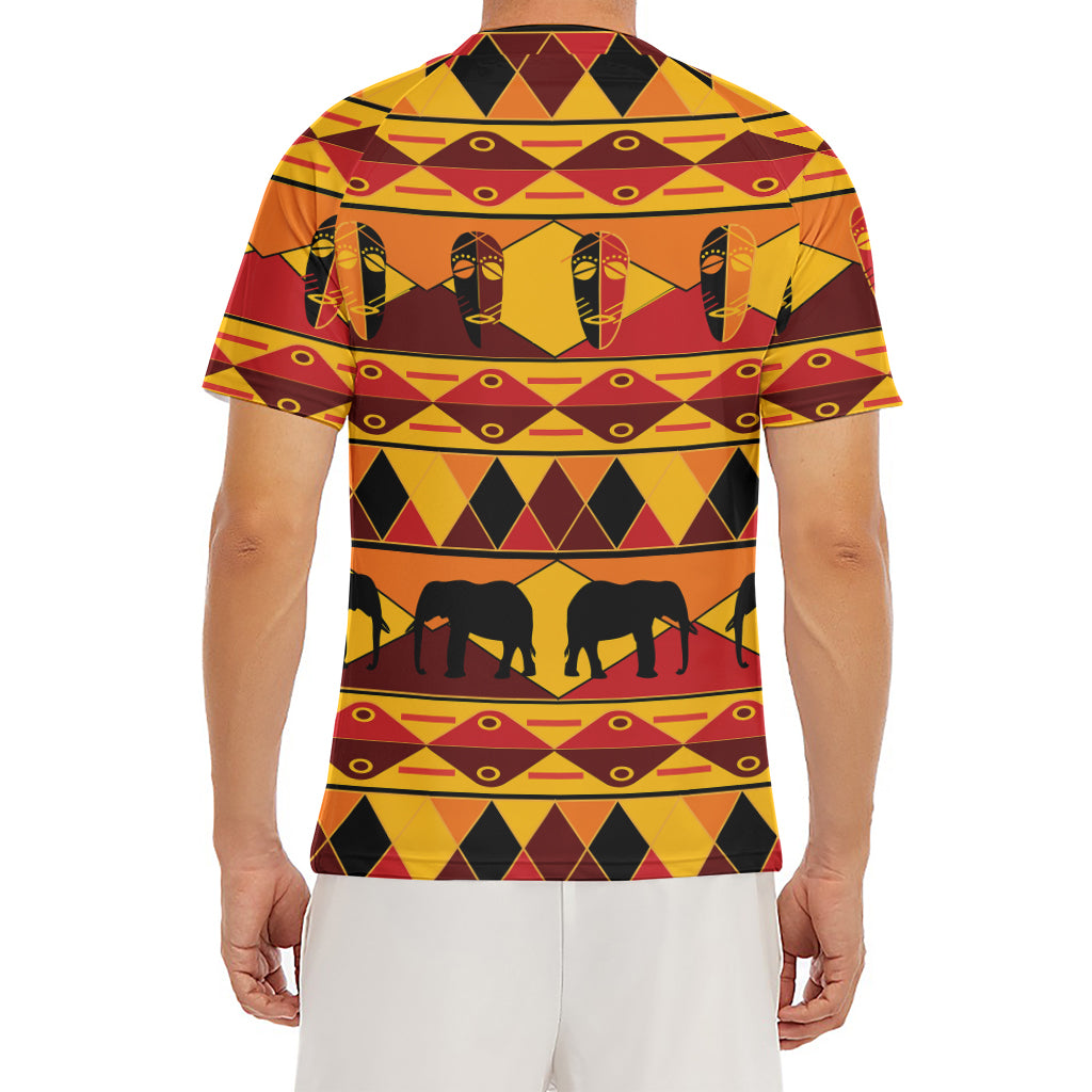 Sunset African Tribal Pattern Print Men's Short Sleeve Rash Guard