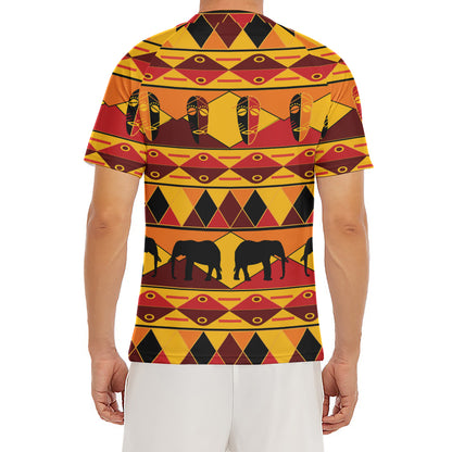 Sunset African Tribal Pattern Print Men's Short Sleeve Rash Guard