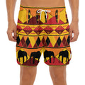 Sunset African Tribal Pattern Print Men's Split Running Shorts