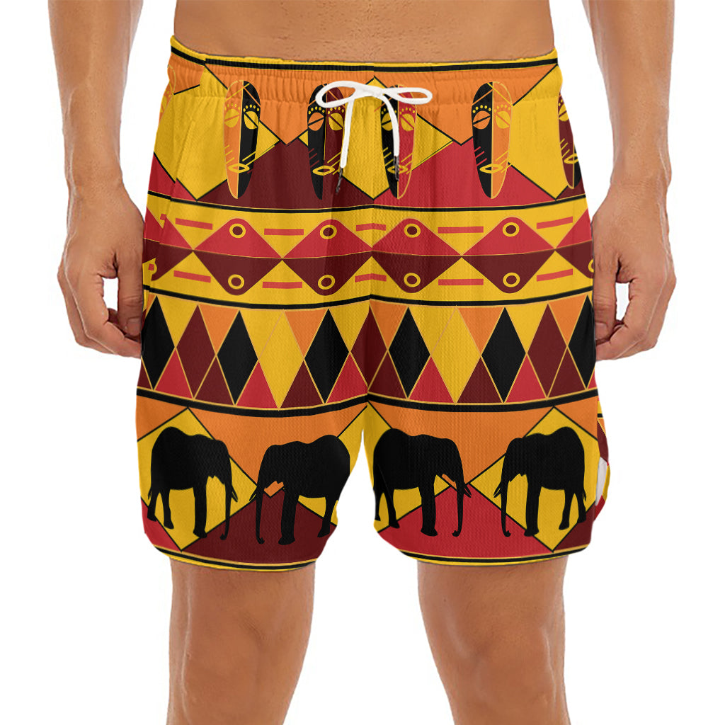 Sunset African Tribal Pattern Print Men's Split Running Shorts