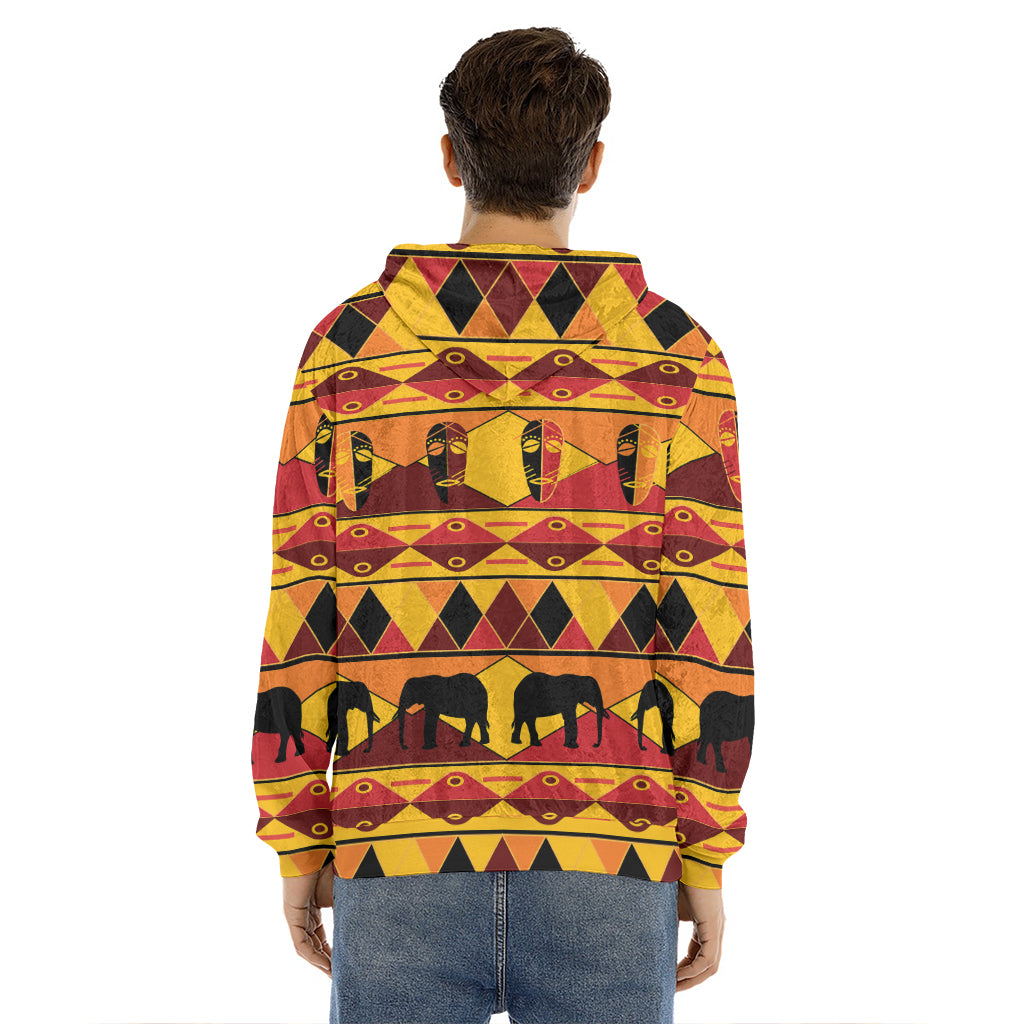 Sunset African Tribal Pattern Print Men's Velvet Pullover Hoodie