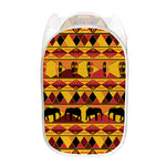 Sunset African Tribal Pattern Print Mesh Laundry Hamper