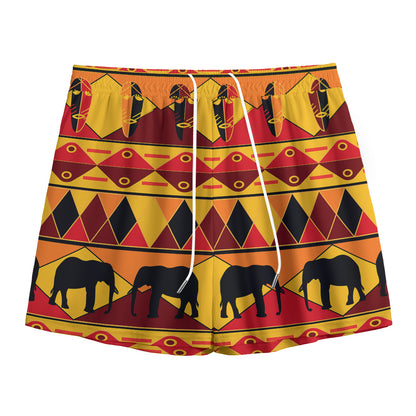 Sunset African Tribal Pattern Print Mesh Shorts