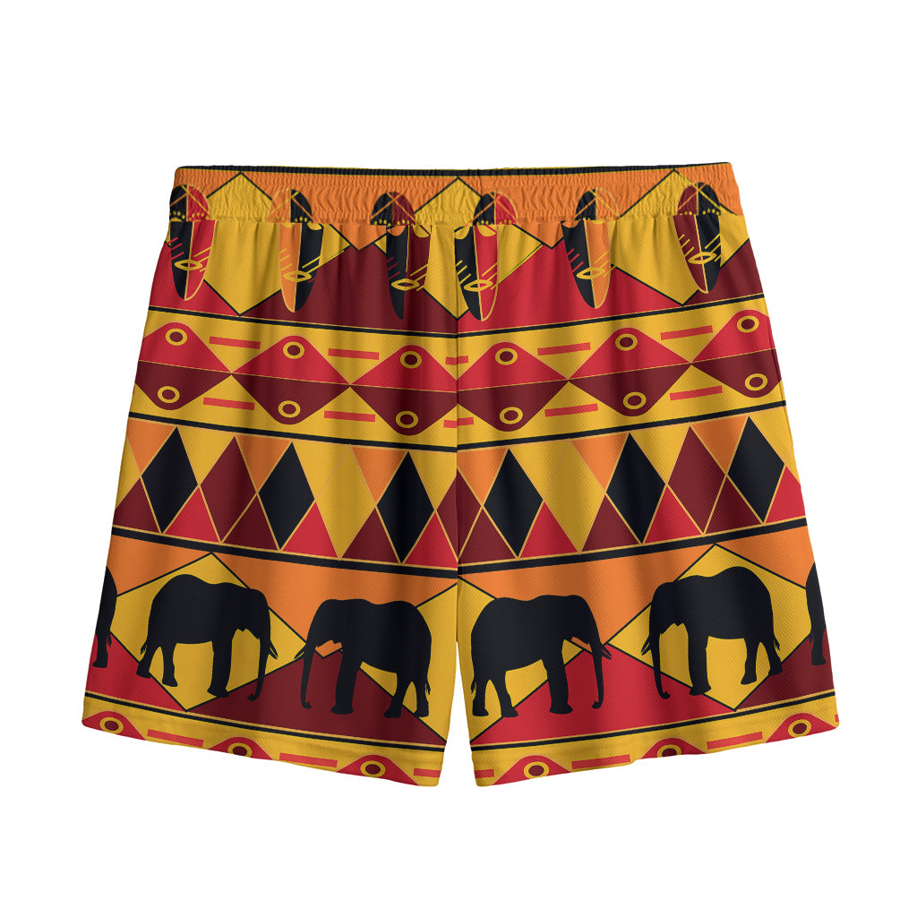 Sunset African Tribal Pattern Print Mesh Shorts