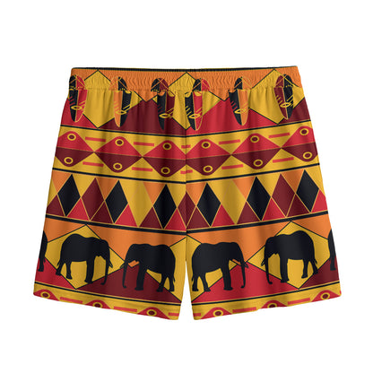 Sunset African Tribal Pattern Print Mesh Shorts
