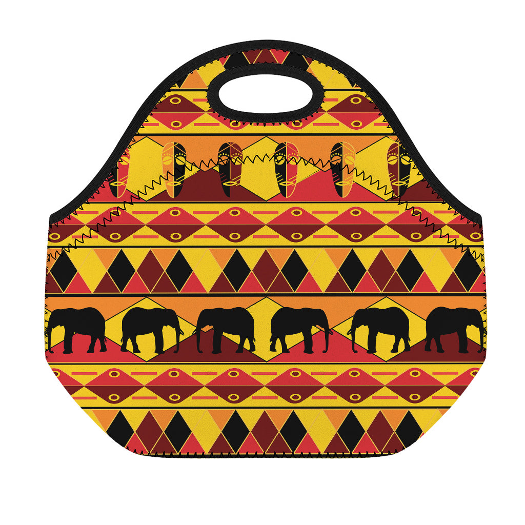 Sunset African Tribal Pattern Print Neoprene Lunch Bag