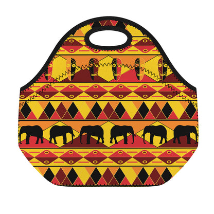 Sunset African Tribal Pattern Print Neoprene Lunch Bag