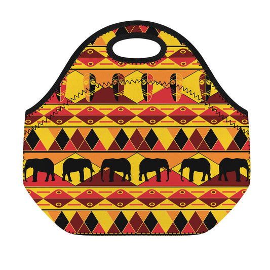 Sunset African Tribal Pattern Print Neoprene Lunch Bag
