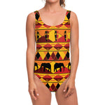 Sunset African Tribal Pattern Print One Piece Swimsuit