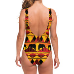 Sunset African Tribal Pattern Print One Piece Swimsuit