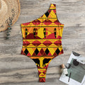 Sunset African Tribal Pattern Print One Shoulder Bodysuit