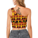 Sunset African Tribal Pattern Print One Shoulder Crop Top
