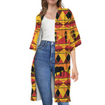 Sunset African Tribal Pattern Print Open Front Beach Cover Up