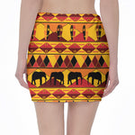 Sunset African Tribal Pattern Print Pencil Mini Skirt