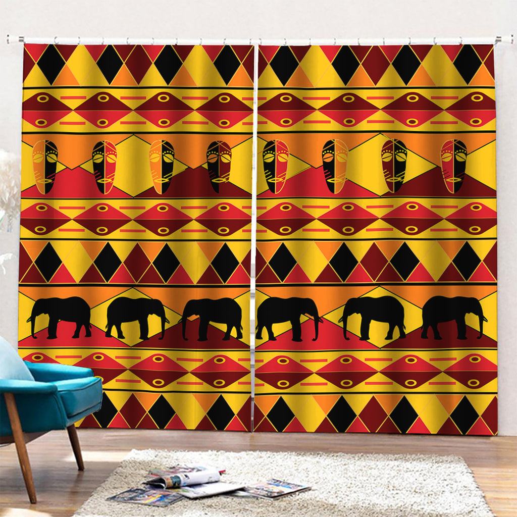 Sunset African Tribal Pattern Print Pencil Pleat Curtains