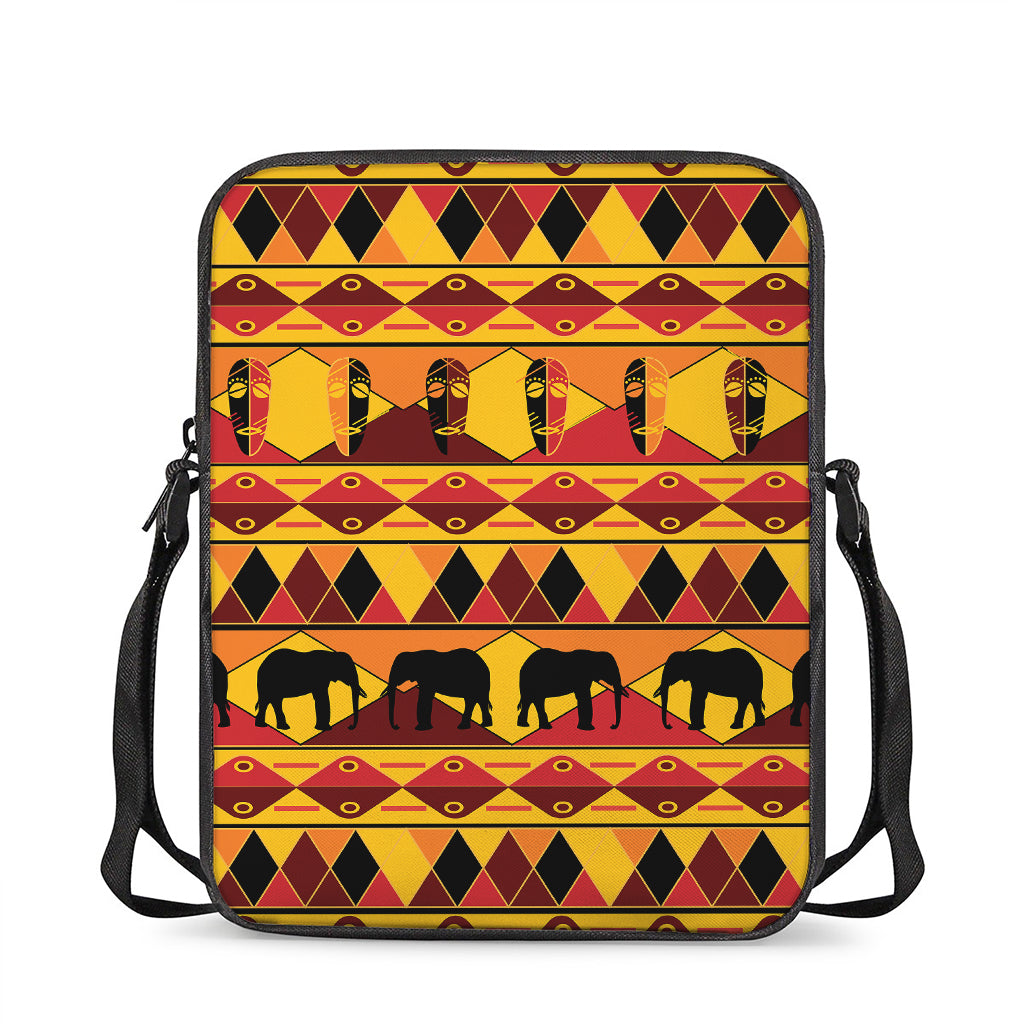 Sunset African Tribal Pattern Print Rectangular Crossbody Bag