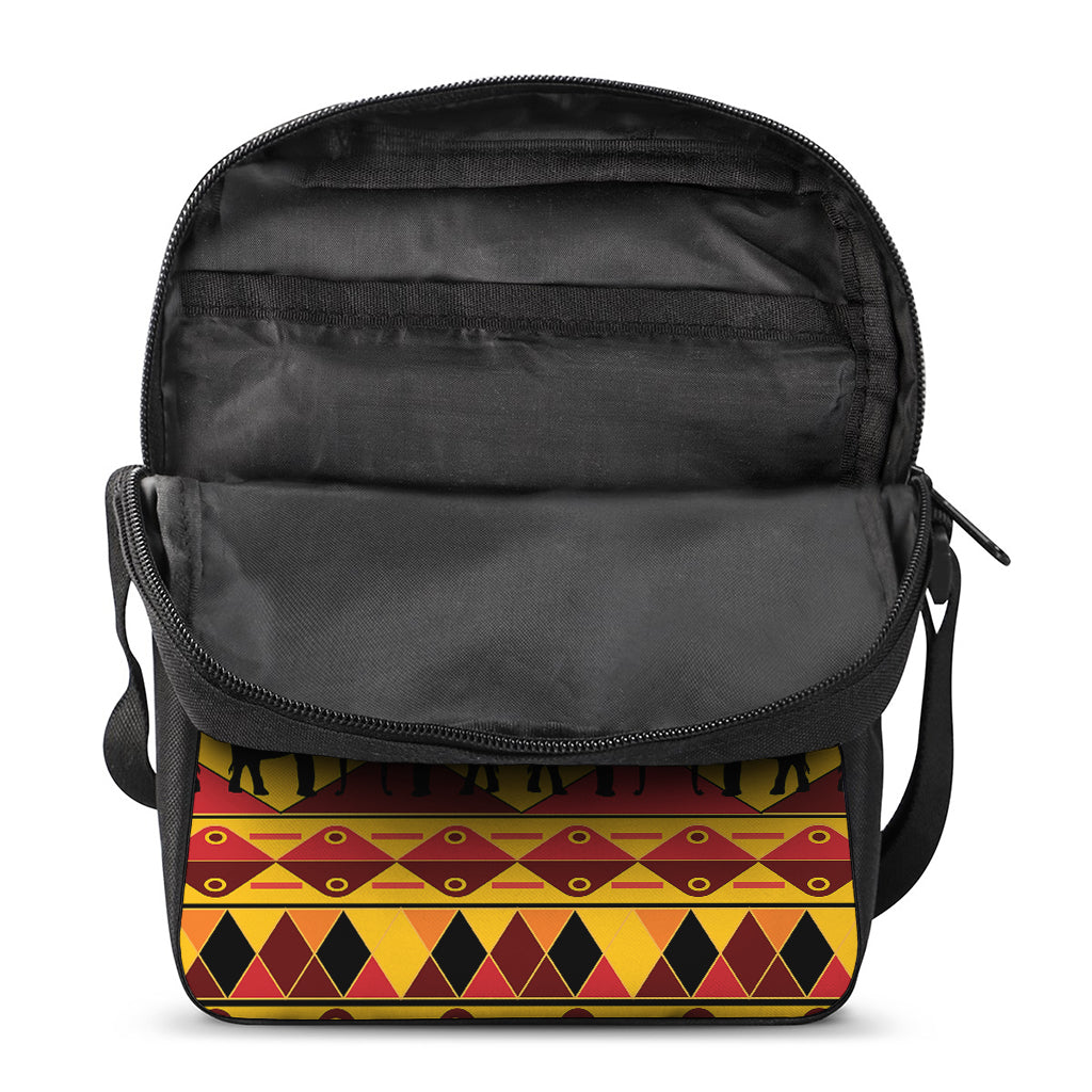 Sunset African Tribal Pattern Print Rectangular Crossbody Bag