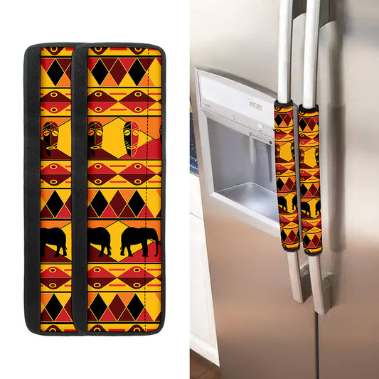 Sunset African Tribal Pattern Print Refrigerator Handle Covers
