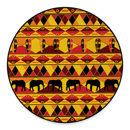 Sunset African Tribal Pattern Print Round Floor Mat