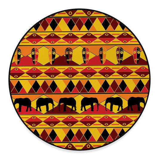 Sunset African Tribal Pattern Print Round Floor Mat