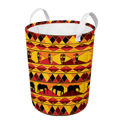 Sunset African Tribal Pattern Print Round Laundry Basket