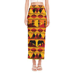Sunset African Tribal Pattern Print Side Slit Maxi Skirt
