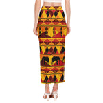 Sunset African Tribal Pattern Print Side Slit Maxi Skirt