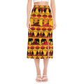 Sunset African Tribal Pattern Print Side Slit Midi Skirt