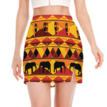 Sunset African Tribal Pattern Print Side Slit Mini Skirt