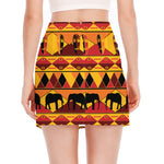 Sunset African Tribal Pattern Print Side Slit Mini Skirt