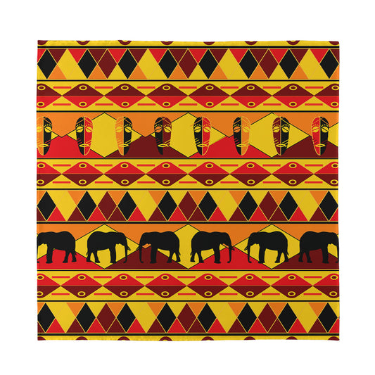 Sunset African Tribal Pattern Print Silk Bandana