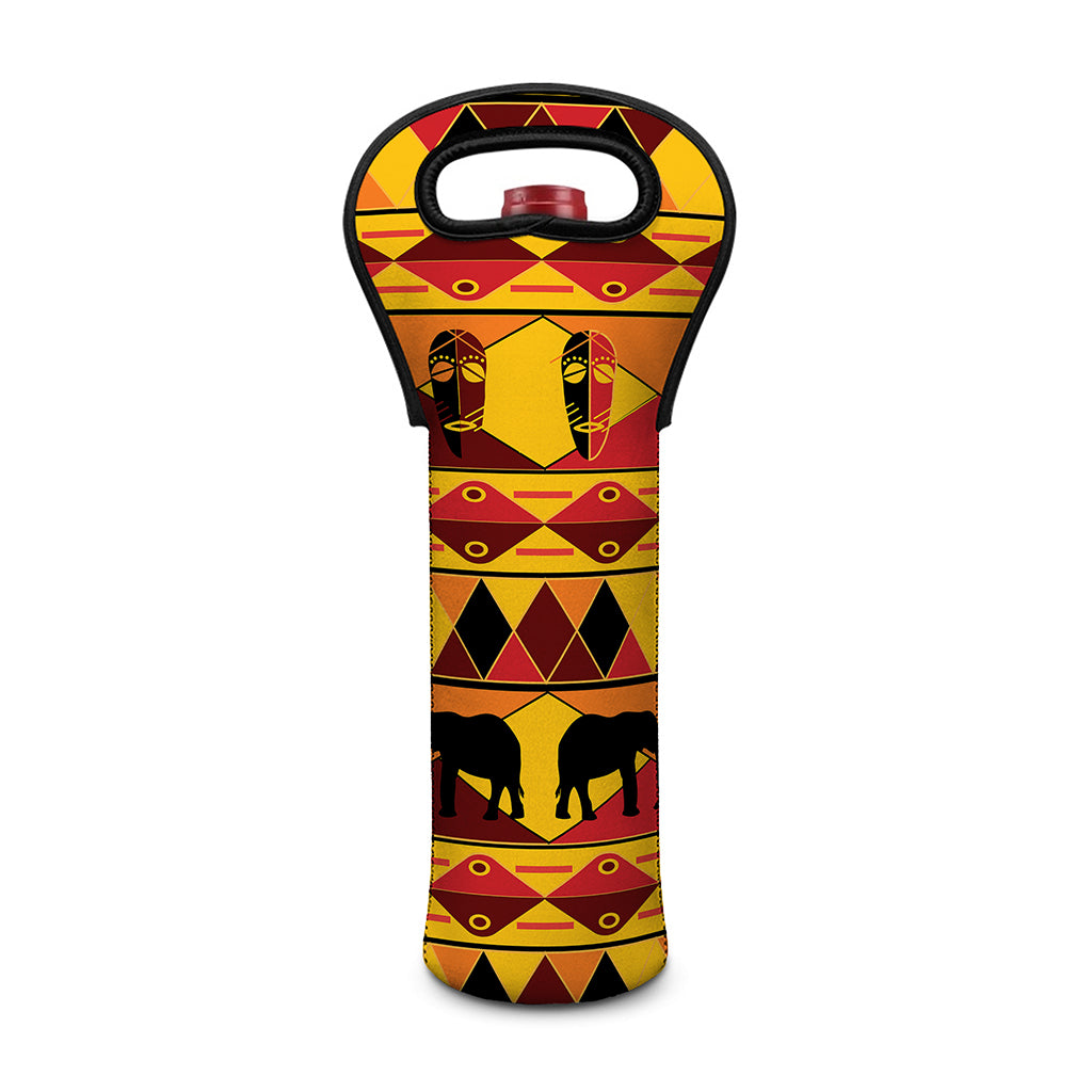 Sunset African Tribal Pattern Print Single Neoprene Wine Tote