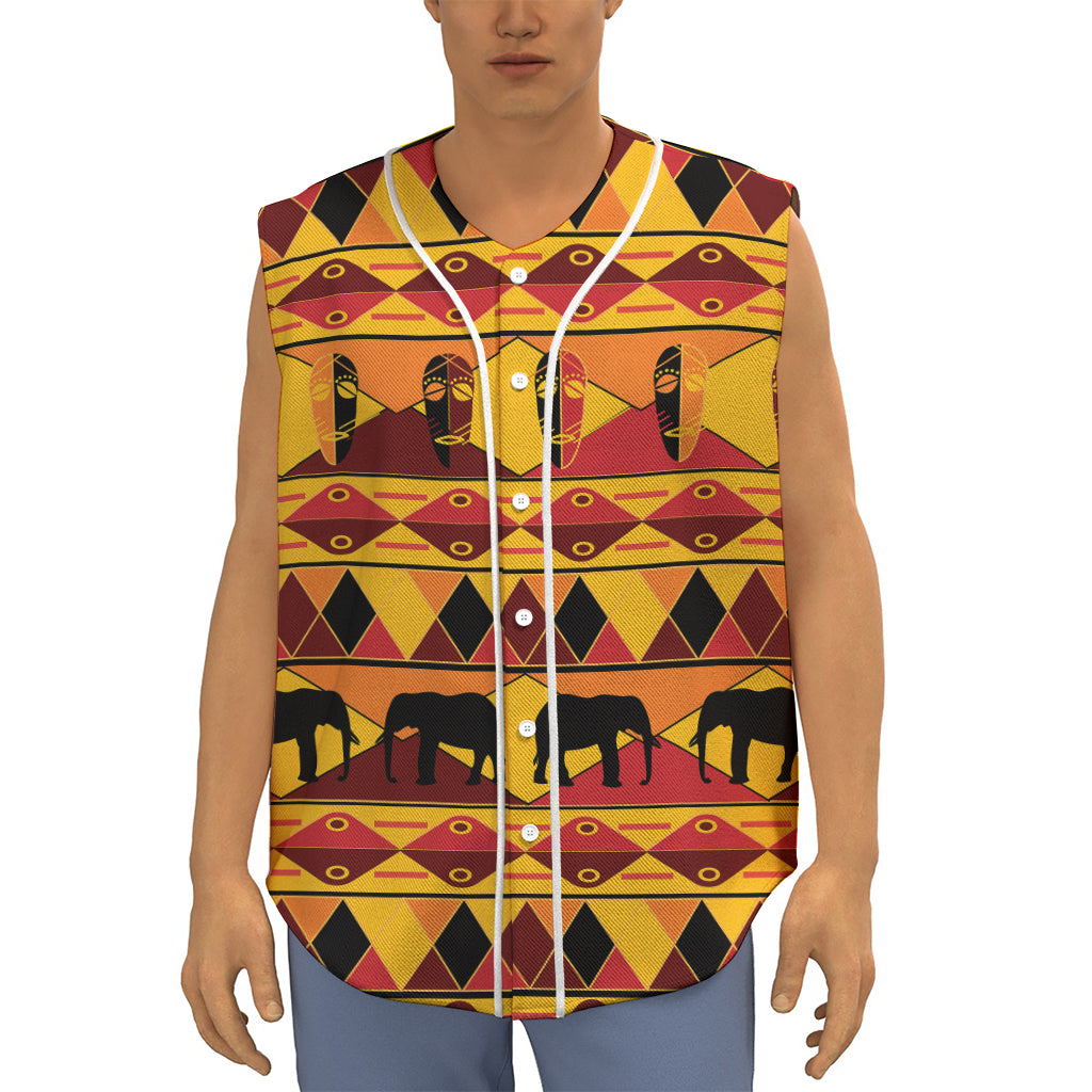 Sunset African Tribal Pattern Print Sleeveless Baseball Jersey