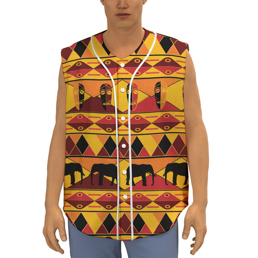 Sunset African Tribal Pattern Print Sleeveless Baseball Jersey