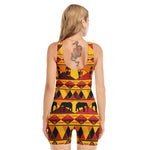 Sunset African Tribal Pattern Print Sleeveless One Piece Swimsuit
