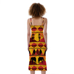 Sunset African Tribal Pattern Print Slim Fit Midi Cami Dress