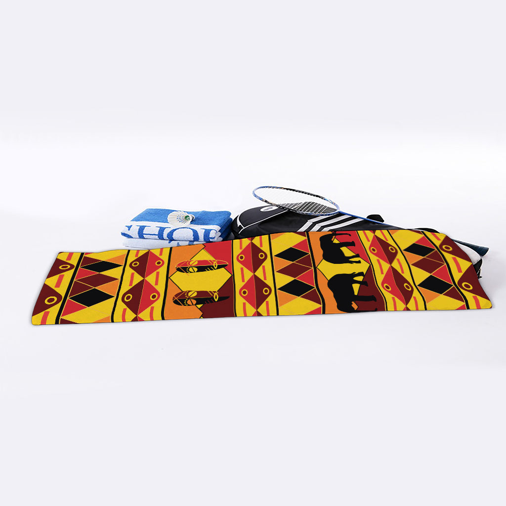 Sunset African Tribal Pattern Print Sports Towel