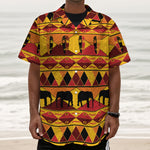 Sunset African Tribal Pattern Print Textured Short Sleeve Shirt
