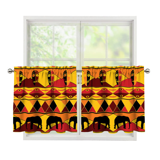 Sunset African Tribal Pattern Print Tier Curtains
