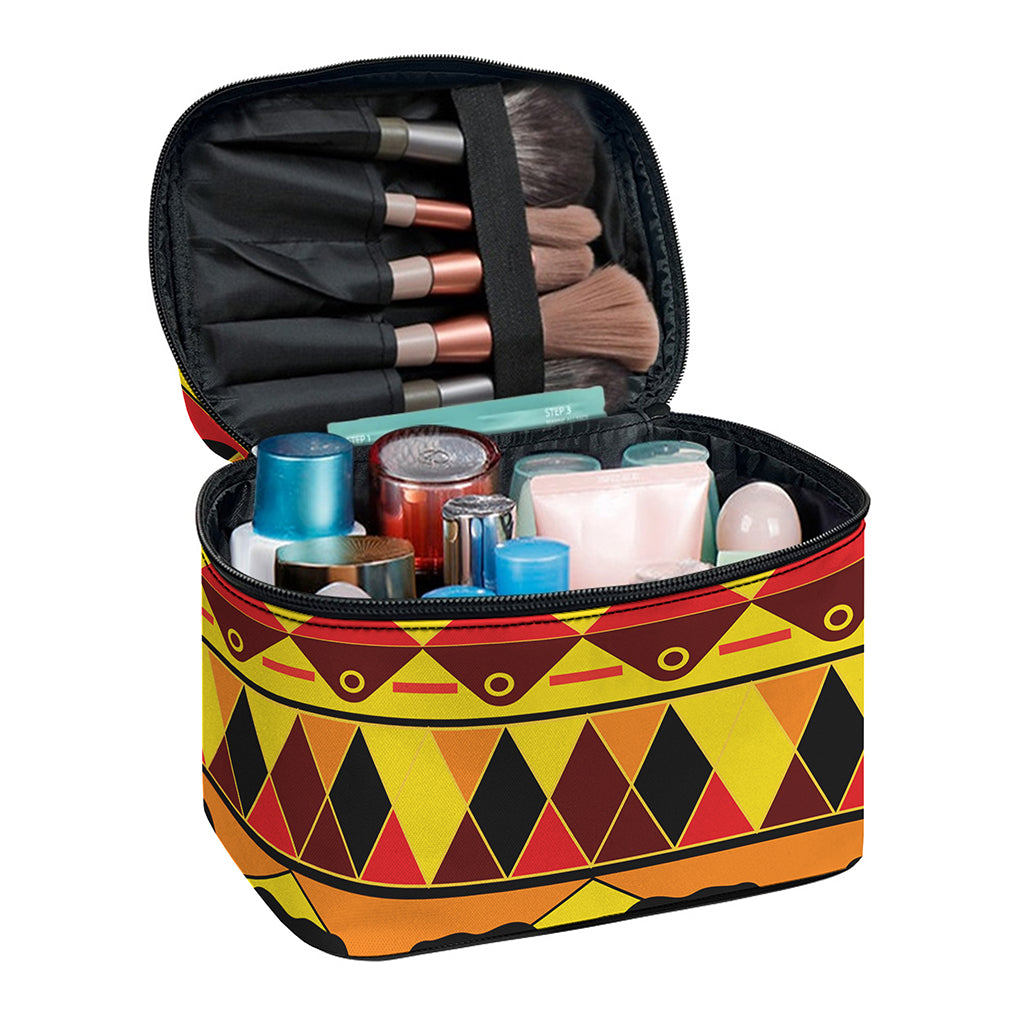 Sunset African Tribal Pattern Print Travel Makeup Bag