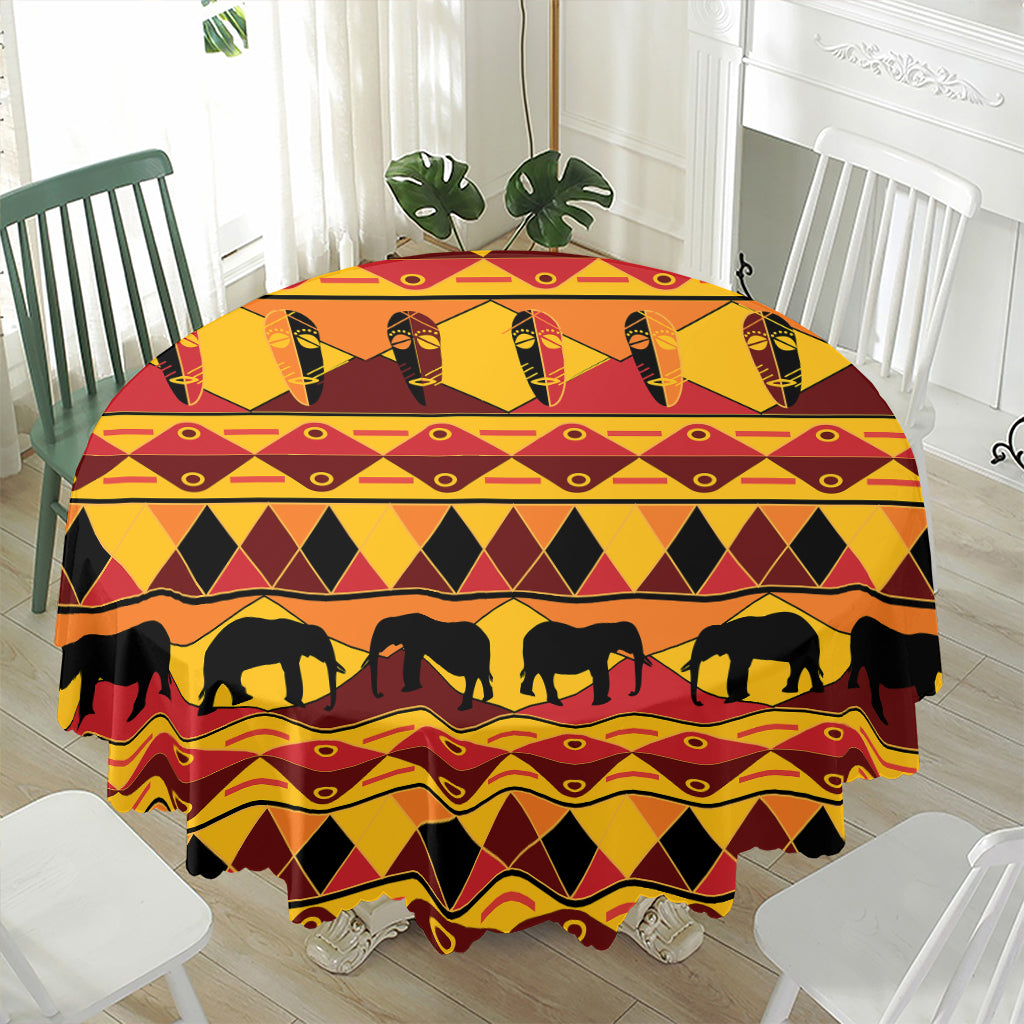 Sunset African Tribal Pattern Print Waterproof Round Tablecloth