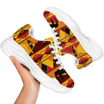 Sunset African Tribal Pattern Print White Chunky Shoes