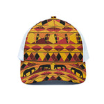 Sunset African Tribal Pattern Print White Mesh Trucker Cap