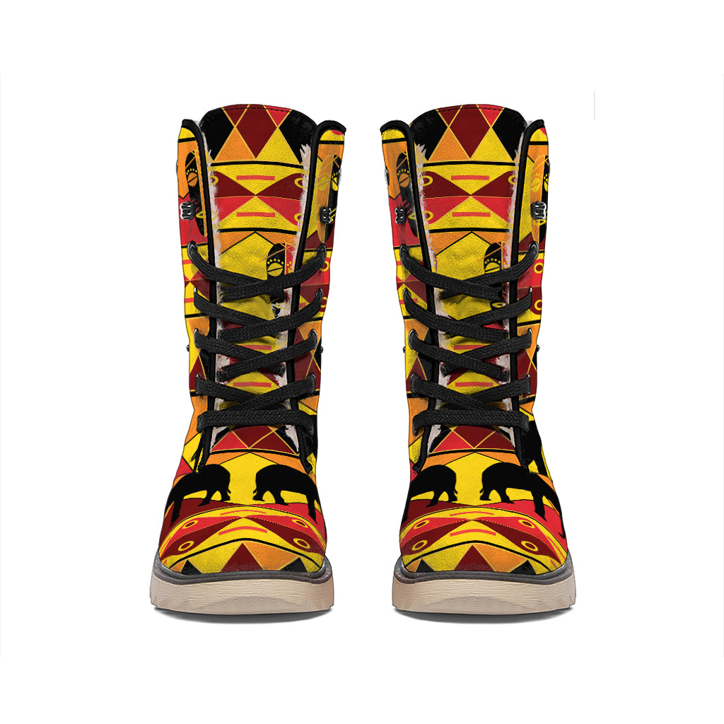 Sunset African Tribal Pattern Print Winter Boots