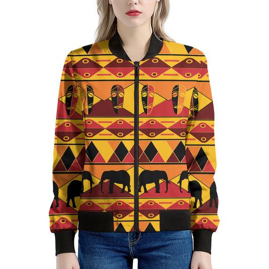 Sunset African Tribal Pattern Print Women's Bomber Jacket