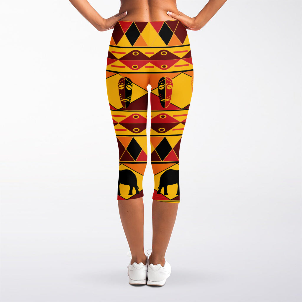 Sunset African Tribal Pattern Print Women's Capri Leggings