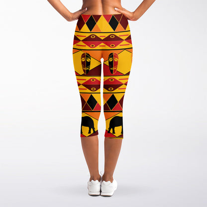 Sunset African Tribal Pattern Print Women's Capri Leggings